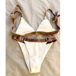 shein velvet cream Halter  Bikini set- Size 4/ Small - Sexy - Top and Bottom